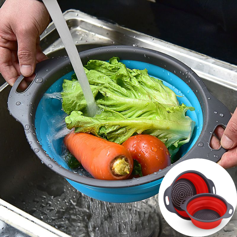 Kitchen Gadgets Store - Składana sitka silikonowa z uchwytem -
